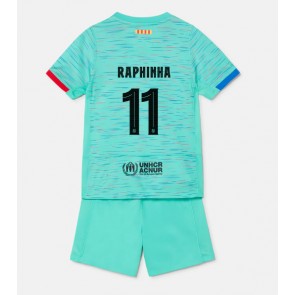 Barcelona Raphinha Belloli #11 Dětské Alternativní dres komplet 2023-24 Krátký Rukáv (+ trenýrky)